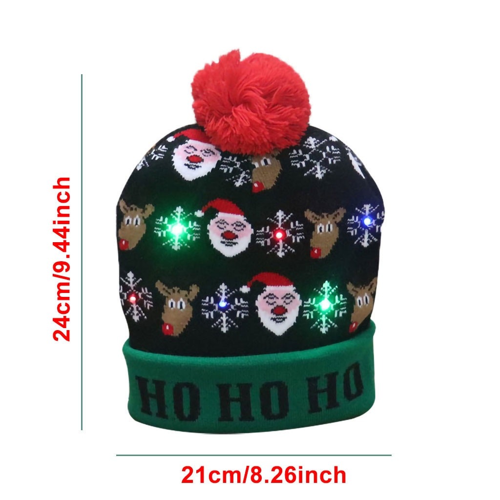 Santa Elk Christmas Beanie/Hat With Led Light - Image 2