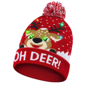 OH DEER Christmas Beanie With Led Light Up