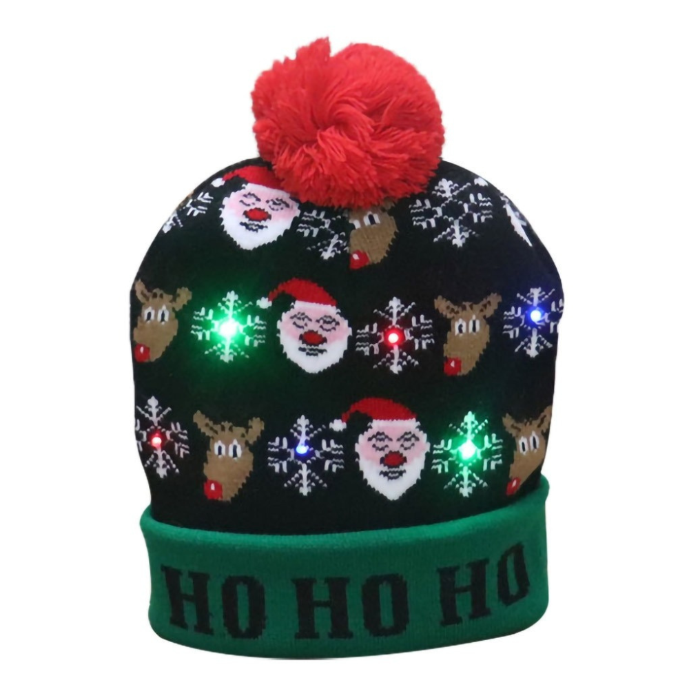 Santa Elk Christmas Beanie/Hat With Led Light